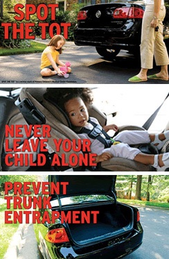 3 images of safety with cars
