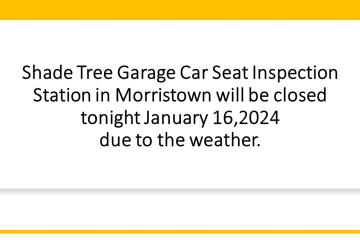 Shade Tree Car Seat Station Closed Jan. 16,2024 Due to Extreme Weather